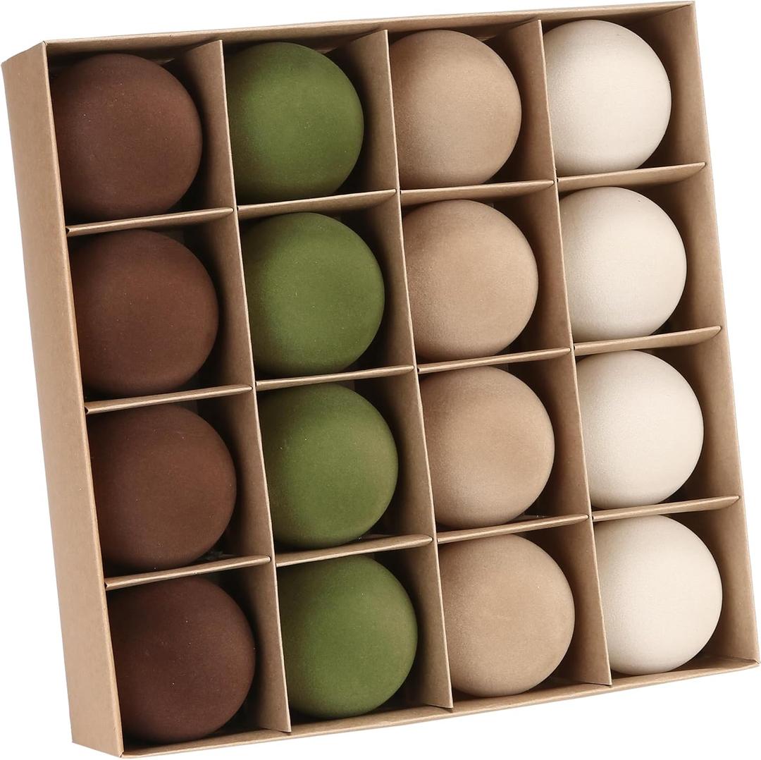 Sea Team 16-Pack Flocked Velvet Christmas Tree Ball Ornaments Set, Decorative Hanging Baubles, Shatterproof Plastic Decorations for Xmas Tree, Wreath, Garland, 80mm/3.15 Inches, Prairie Fall