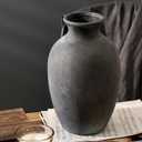 Large Ceramic Rustic Flower Vase, 10.43 Inch Tall Vintage Pottery Home Decor, Farmhouse Terracotta Vase for Living Room, Table, Shelf, Mantel Decoration, Farmhouse - Black Bronze