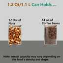 VIEWELLD 1.2 Qt Square Glass Storage Containers with Lids, glass jar with airtight lid, Glass Canister for Pantry Cookie Cereal Rice Sugar Tea Coffee Beans Spice, Square Set of 4