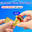 45 Degree Hose Elbow, 3/4'' GHT Garden Hose Elbow, Brass Water Hose Elbow for RV, Water Hose Connectors with Male to Female Port, 45 Degree Hose Elbow, for Garden Hoses,RV,Camper,Water Nozzles, etc