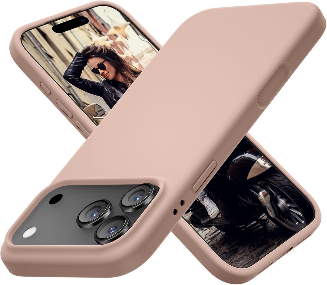 Cordking for iPhone 17 Pro Case, Silicone Ultra Slim Shockproof Protective Phone Case with [Soft Anti-Scratch Microfiber Lining], 6.3 inch, Pinksand