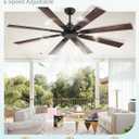 ZMISHIBO 65 Inch Outdoor Ceiling Fans No Light with Remote, Damp-Rated | Humidity-Resistant 8 Blade, 6-Speed Reversible DC Motor, Black Modern Ceiling Fan Without Light for Patio Porch Gazebo Garage