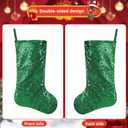 2 x 18.5 Inches Sequin Christmas Stockings,3 Pack Glitter Xmas Holiday Party Supplies,Personalized Christmas Stockings,Holiday Season Decor Green