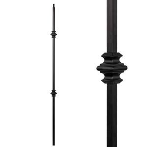 S02-Wrought Iron Balusters Set of 10 Hollow Double Knuckle Balusters - Decorative Metal Balusters for Decks Spiral Stair Railing - 1/2 -inch Iron Spindles Satin Black Metal Railing