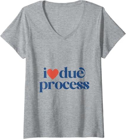 Womens I Love Due Process V-Neck T-Shirt XXL Grey