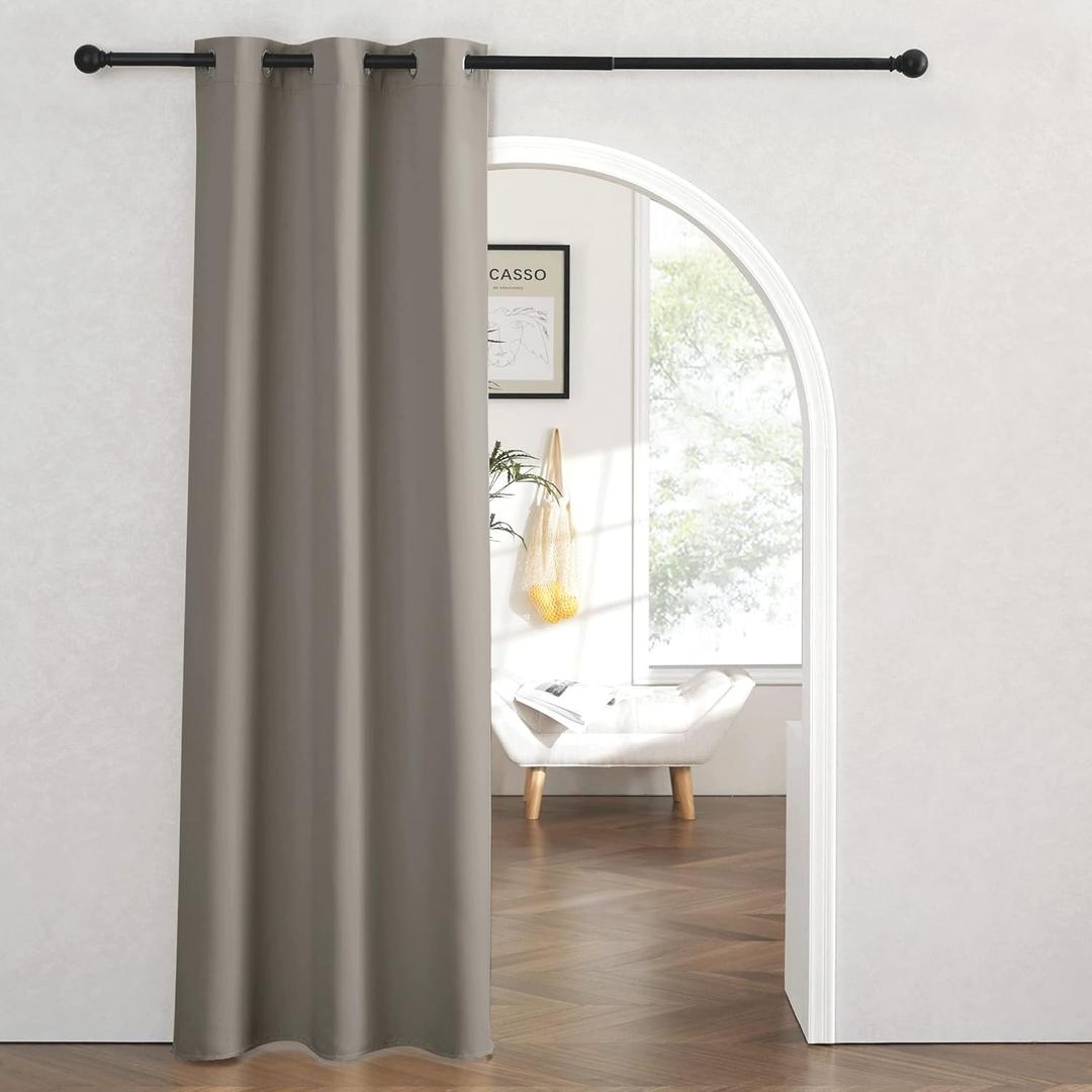 RYB HOME Temporary Doorway Curtains Blackout Privacy Room Divider Curtains Portable Drapes for Closet Wall Panel for Bedroom Living Room Dining Basement Window, W 60 x L 84 inches, Sand