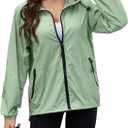 CRIPOM Packable Rain Jacket Women Waterproof Lightweight Jacket With Hood Womens Windbreaker Jacket XL
