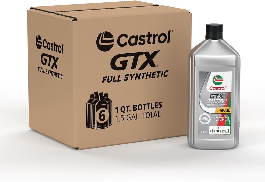 Castrol GTX Full Synthetic 5W-30 Motor Oil, 1 Quart, Pack of 6