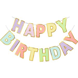 Happy Birthday Banner & Sign - 9ft Pre-Strung No Assembly | Pastel Birthday Decorations for Women, Girls, Boys, Adults | Reusable Party Backdrop, Wall Decor for All Celebrations (Macaron)