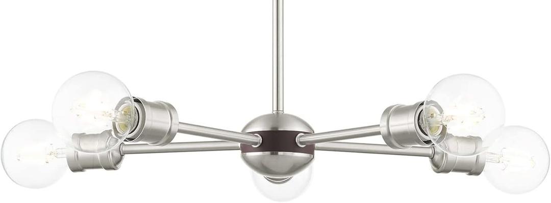 Livex Lighting 46135-91 3 Light Brushed Nickel Chandelier (Brushed Nickel W/ Bronze Accents)