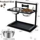 Elevated Dog Bowls with Slow Feeder for Large Dogs Adjustable Raised Stand with 2 Stainless Steel Bowls & Spill-Proof Mat, Non-Slip Dog Feeder for Large & Medium Dogs (Black)