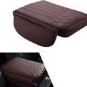 WZP Car Middle Console Cover, Leather Memory Foam Car Arm Rest Cover Pad with Storage Pocket, Waterproof & Anti-Scratch Console Covers for Truck Sedan SUV (Brown)