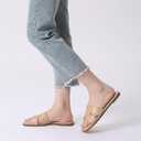 Rihero Women's Dressy Flat Sandals Comfortable Slip On Leather Slide Sandals, Nude 10