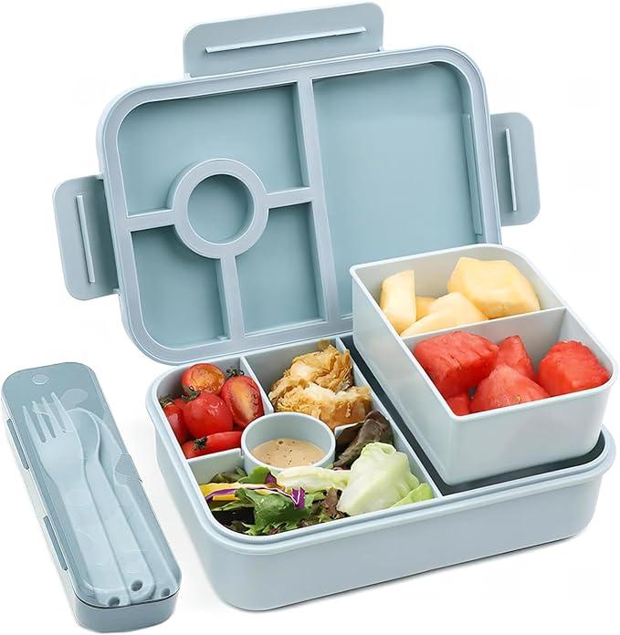 Bugucat Bento Lunch Box 1300ML,Bento Boxes with 4 Compartments Cutlery,Leak-Proof Lunchbox Snack Boxes for Kids Adult,Kids Lunch Box with Compartments for School Kindergarten Office