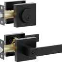 Front Door Lock Set,Keyed Alike Heavy Duty Exterior Door Lock Set,Entry Door Handle and Single Cylinder Deadbolt Combo for Office and Home Security, Reversible for Right and Left Side, Matte Black