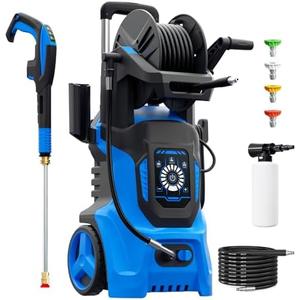 Electric Pressure Washer 4500 PSI Max 3.2 GPM,Power Washer with RC Adjustable Pressure,4 Nozzles and 500ml Foam Cannon,for Cars,Patios and Floor Cleaning
