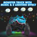 DYODYORC Remote Control Car, 2.4Ghz All Terrain Shark Monster Truck Toys, RC Truck with Music, 3 Lighting Effects, 360 Stunt Capable, 2 Batteries Ready to Run, Toy Gifts for Boys and Girls (Blue)