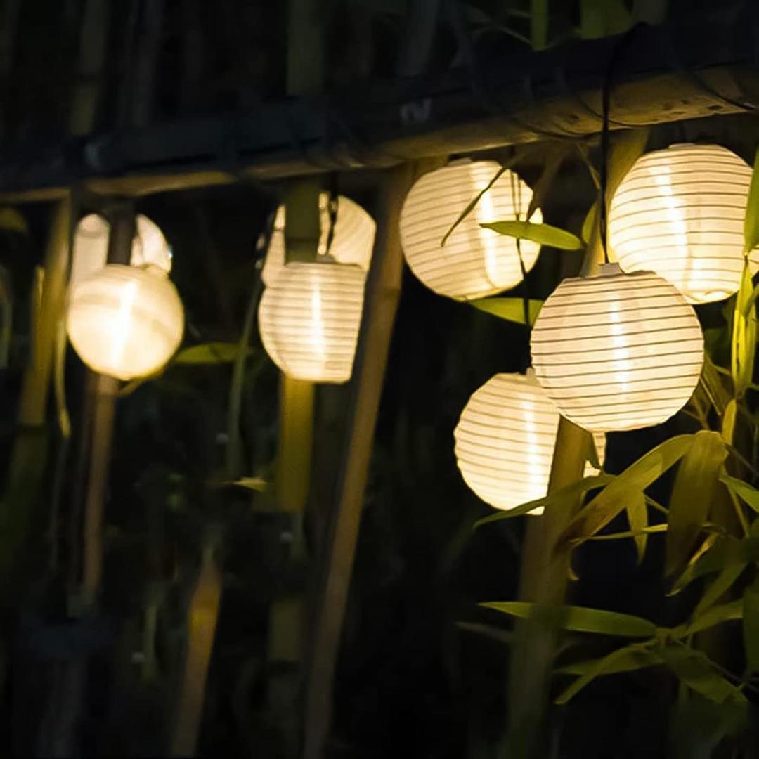Lantern String Lights, 8.5 Ft Indoor Decor Light with 10 Waterproof Nylon Lantern, 8" Spacing Hanging Globe Light Set UL Certified Plug-in Connectable Decorative Lights for Indoor & Outdoor (White)