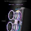 GKDT81 Karaoke Machine with 2 Microphones for Adults, 80W Rated Power, Dual 8" Woofers, Portable Bluetooth Party Speaker with Wheels & Pull Handle, Deep Bass, LED Lights, PA System for Outdoor Parties