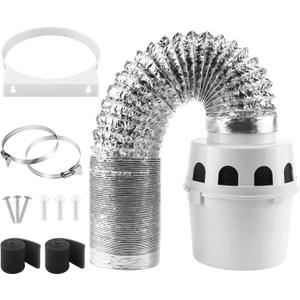 [Upgraded]AMI PARTS TDIDVKZW Indoor Dryer Vent Kit with 4-Inch by 8-Foot Proflex Duct, White, 4 Inch