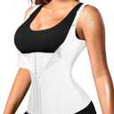 Nebility Waist Trainer for Women Corset Shapewear with Zipper Women's Waist Cincher Tank Top with Adjustable Straps (Large, White)