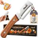 2-in-1 Multifunctional Vegetable Peeler with Bottle Opener, Wide Stainless Steel Blade and Non-Slip Wooden Handle, Kitchen Peeler for Potato, Apple, Pumpkin, Fruit and Vegetables