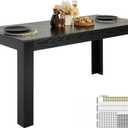 VEVOR Rectangle Dining Table, 63 inch Length Large Wood Tables for 4-6 Person, Modern Dinner Furniture, Conference Desk Supporting for 330LBS, for Home Kitchen Living Room, Black(Only Table)