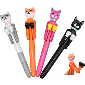 12 PCS Boxing Cat Pens Fun Catty Ballpoint Pens Novelty Animal Boxing dog Pens With Blue Ink For School Office Birthday Party