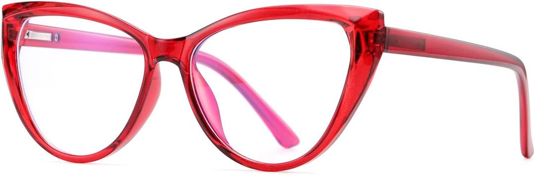TEAPLMTT 2 Pack Cat Eye Blue Light Blocking Glasses for Women Trendy TR90 Frame Anti Blue Ray Eyesatrain Computer Eyeglasses (Red)