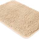 Yeaban Small Bathroom Rugs 12"x18"  Thick Chenille Bath Mats | Absorbent and Washable Bath Rug Non-Slip, Plush and Soft Rugs for Bathroom, Shower, Sink(Ivory Cream)