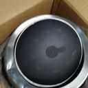 Amazon Basics Round Stainless Steel Trash Can with Swing Lid, Fingerprint and Smudge Resistant, 65 Litre/17.2 Gallon, Silver, Black