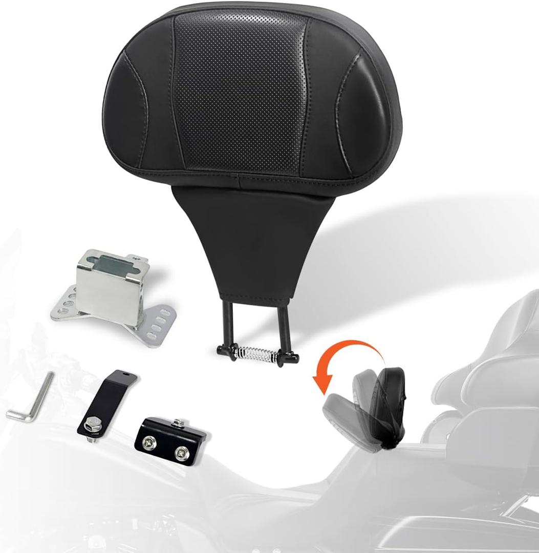 FOVPLUE Adjustable Rider Backrest,Detachable Plug-in Driver Backrest Pad w/Mounting Kit for Harley Touring 2009-2025,for CVO Road Glide Street Glide Tri Glide FLHTK/L Electra Glide Road King,Style 4