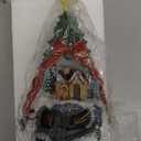 Musical 9.5 in Pre-Lit Artificial Resin Christmas Tree Village Figurines with Spinning Train, Collectibles Statues Architectural Decor, Battery & USB Xmas Holiday Indoor Decor Ornaments Centerpiece