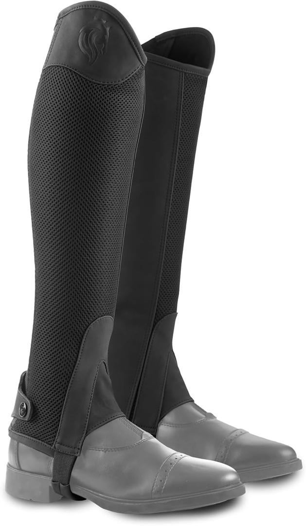 Equinavia Freya Womens NordicAir™ Tech Equestrian Half Chaps for Horseback Riding | Breathable Mesh - Black - L Regular