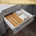 SUNBREATH Silverware Organizer, 10 Inch Utensil Organizer Kitchen Drawer Organizer Bamboo Silverware Holder Cutlery Tray Organizer in Drawer Flatware Organizer Tray(5 slots, Natural