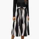 Zattcas Women 2026 Spring Dress Long Sleeve Ribbed Teacher Church Modest Business Casual Work Outfits Midi Dress, Size Medium