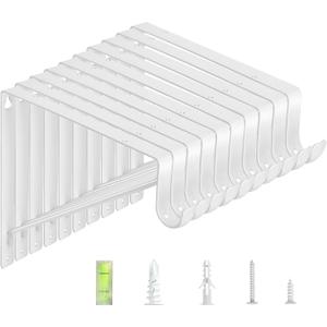 10-Pack Closet Rod Bracket, 10.8x10.8Inch Closet Shelf Brackets Heavy Duty Wall Mounted, Matte White Steel Closet Rod Support Brackets Holder, 300 Lbs Load Capacity with Anchors Screws