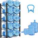 5 Gallon Water Bottle Holder for 10 Bottles, 5 Tiers Double Row Water Jug Holder, Detachable Heavy Duty Water Jug Stand, Water Jug Rack for Office, Kitchen, Garages, Restaurant, and Gym (Black)