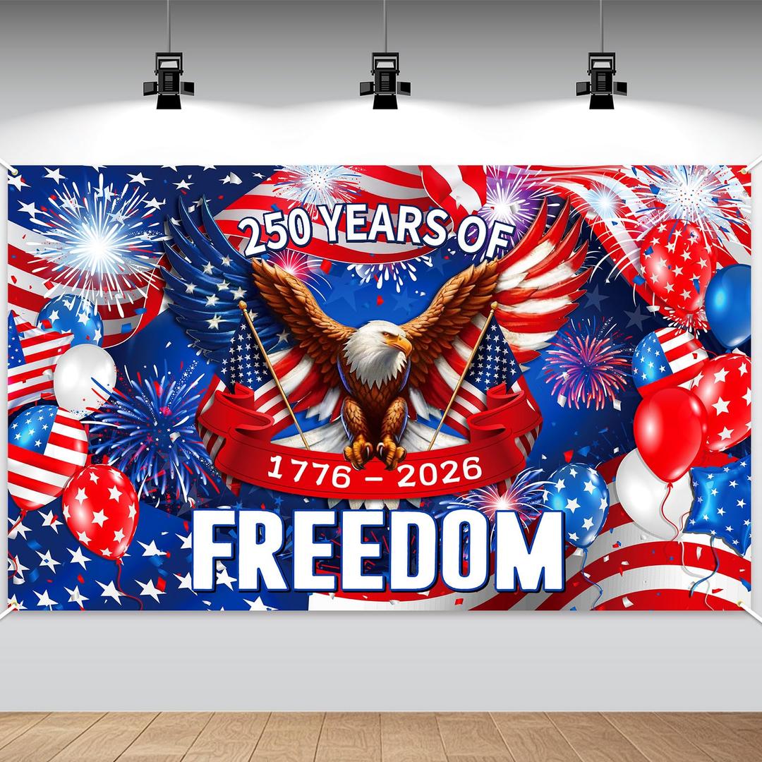 Tiamon 3.6 x 6 Ft 250 Years Birthday Backdrop Banner,Eagle