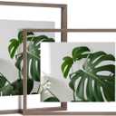 Egofine 11x14 Floating Frames Set of 2, Double Plexiglass Picture Frame, Made of Solid Wood Display Any Size Photo up to 11x14, Wall Mount or Tabletop Standing, Brown