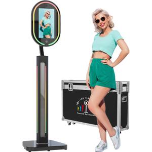 MWE Magic Mirror Photo Booth Touch Screen with 1200W Pixel 4K HD Camera,RGB Surround Light Music Sync,Mirror Video Booth with Software APP Remote Control (16in)