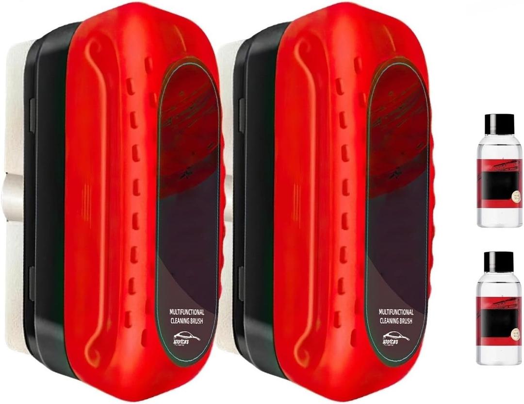 2Pcs Automotive Oil Film Cleaning Brush 2.0 with Refill, Universal Car Glass Oil Film Cleaner, New Glasses Coating for Windshield, Glass Cleaning Board Improves Clarity and Visibility