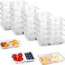 20Pcs Reusable Snack Containers with Lids,2 Compartment Condiment Container, Snack Box Container Portion Control, Snack Pack Containers for Refrigeration Sauce,Outdoor,Travel and Camping