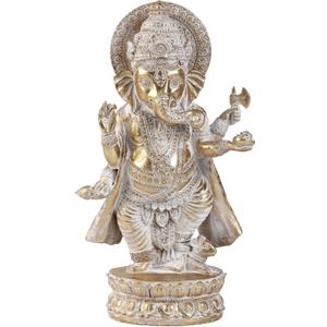 Suoedd Gold Lord Ganesha Statues- Hindu Elephant God Statue Resin Sculpture Indian Ganesh Buddha Figurine Handmade Gift Decoration Ornaments for Home, Garden, Car