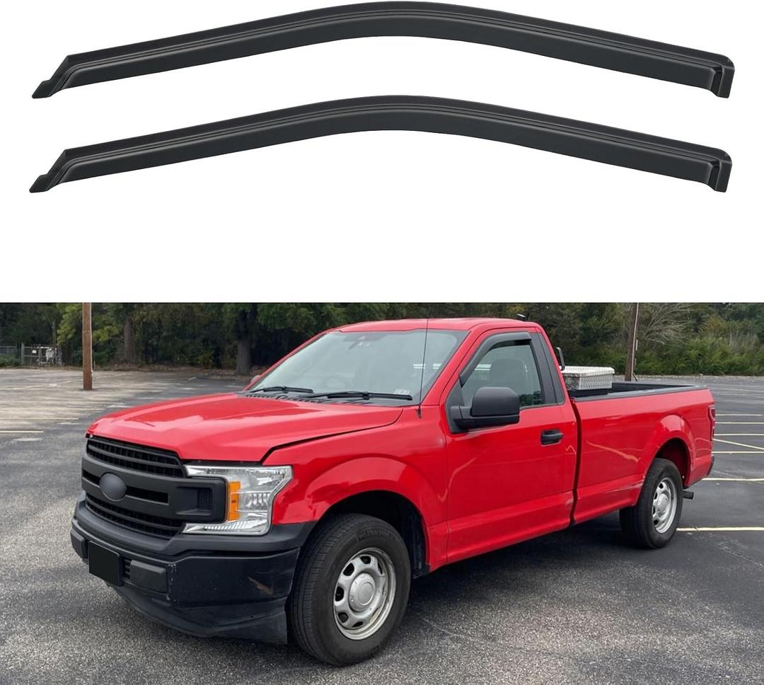 Window Visors Rain Guards for 2015-2024 Ford F150 Single/Regular Cab, Out-Channel Window Vent Wind Deflectors Visors Shades for 17-24 F250 F350 F450 Super Duty Standard Cab