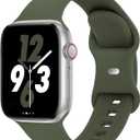 Sport Band Compatible with Apple Watch 38mm 40mm 41mm 42mm 44mm 45mm 46mm 49mm, Replacement Soft Silicone Strap Wristbands for iWatch Series 11/10/9/8/7/6/5/4/3/2/1 Ultra SE Women Men, Army Green