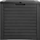 DWVO Louvered Large Deck Box, 31 Gallon Resin Outdoor Storage Box for Patio Furniture, Garden Tools and Pool Supplies, Lockable Lid and Side Handles, Waterproof and UV Resistant, Black