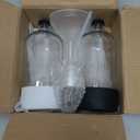 Kitchentoolz 32 oz Glass Pump Bottle with Stainless Steel Pump, Funnel, and Lids - Black