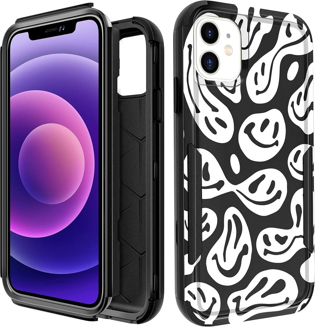 for iPhone 11 Case - Women Cute Girls Phone Cover Girly Aesthetic Unique Design Teen Kawaii Smile Heavy Duty Protective Hard Shockproof Military Grade Funda for iPhone 11