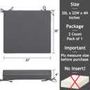 Magpie Fabrics Patio Cushion Covers Set of 2(Replacement Cover only, No Insert!), Waterproof Indoor Ourdoor Deep Seat Chair Cushion Slipcover with Ties(22x20x4 Inch, Dark Gray)